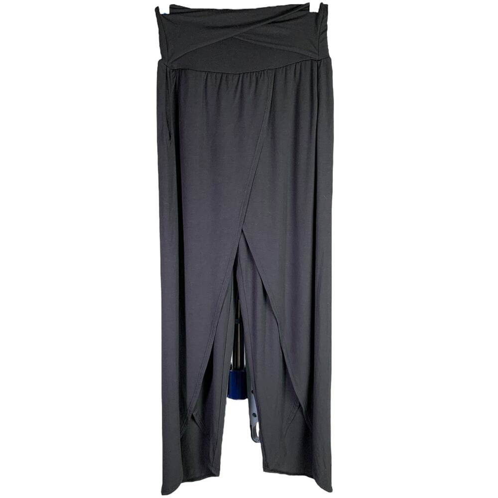 Athleta Pants Womens XXS Boho Black Modal Soft Crisscross‎ Waist Wide Flowy Leg